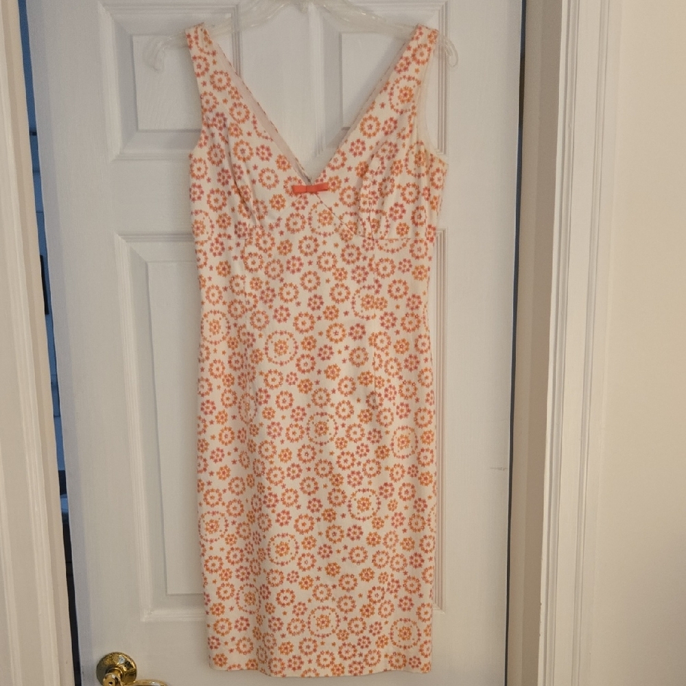 Maggy London Pink and White Embellished Sheath Dress